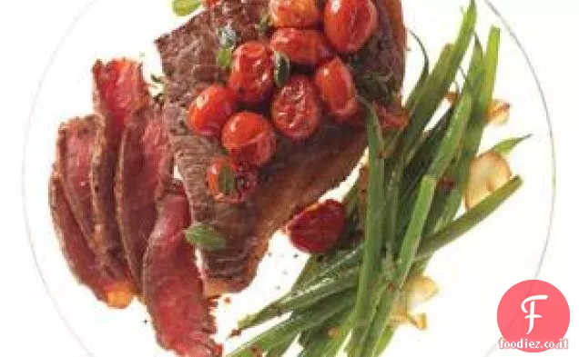 Bistecca con Padella Pomodori e Fagiolini piccanti