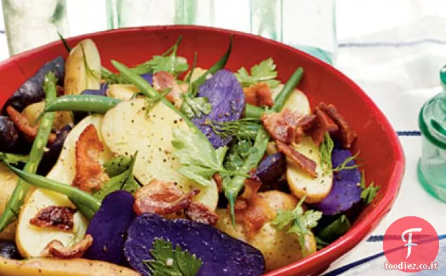 Pancetta calda Insalata di patate con fagiolini