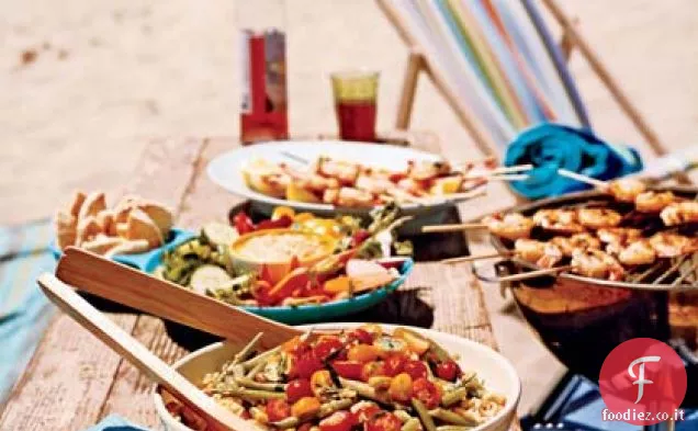 Insalata di Orzo con mais, fagiolini e pomodori