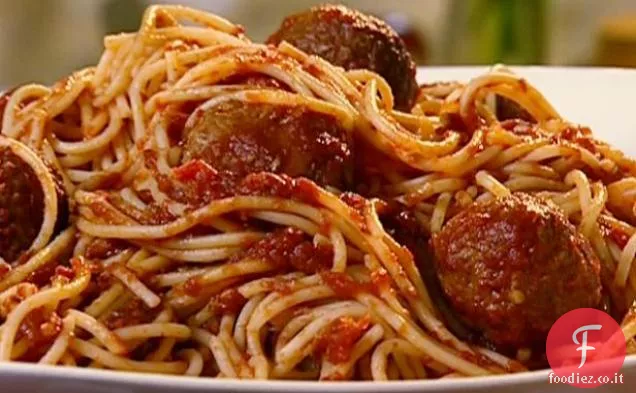 Spaghetti con polpette di tacchino