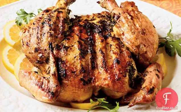 Pollo sotto una padella