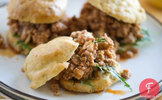 Turchia Sloppy Joes su senza glutine Rosemary Rolls