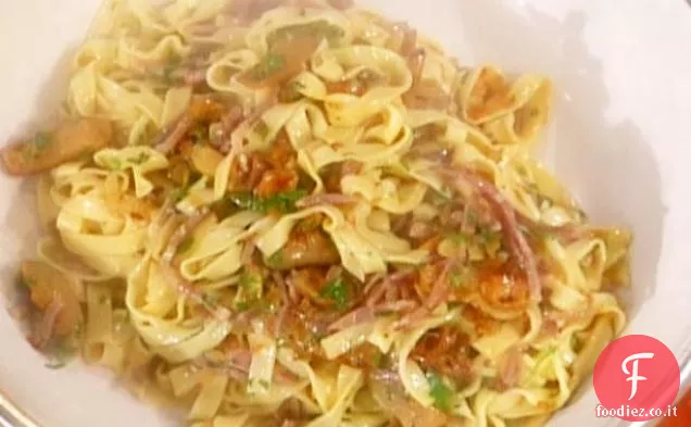 Tagliatelle con Funghi e Prosciutto