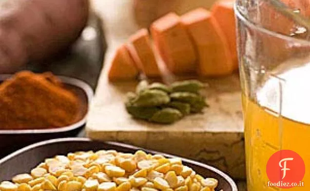 Zuppa di piselli e patate dolci