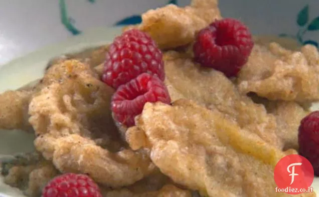 Banane tempura con salsa di tè verde al cocco