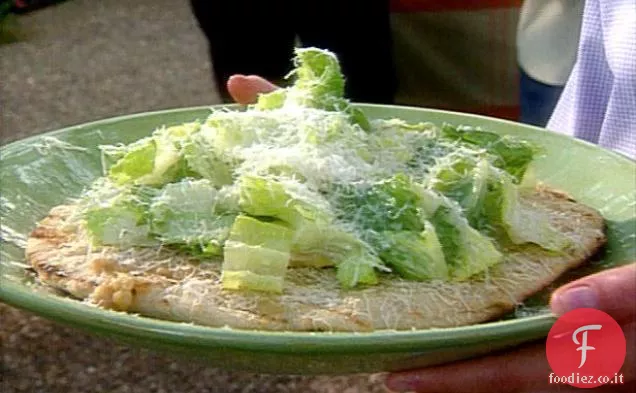 Piadine con Insalata Caesar e Pasta di Aglio arrosto