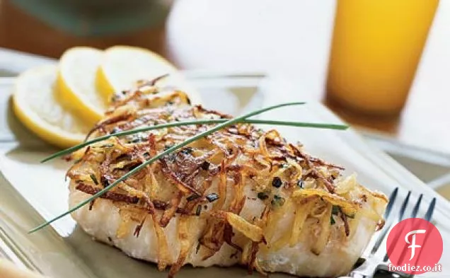 Ippoglosso di patata in crosta di erba cipollina