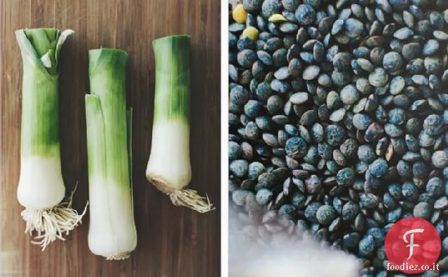 Porri brasati + Lenticchie Moscovado