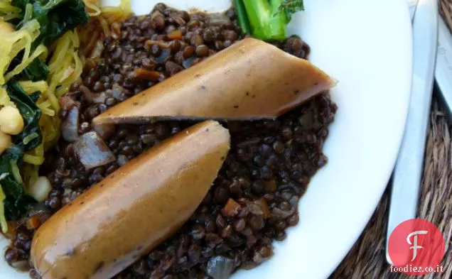 Lenticchie brasate affumicate con (o senza) salsicce di tacchino