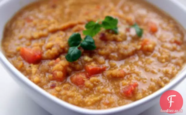 Cena stasera: lenticchie rosse al curry con latte di cocco