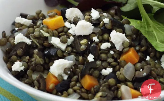 Lenticchie Puy con Formaggio di capra, olive e Timo fresco