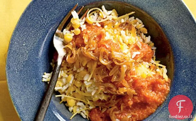 Riso e Lenticchie con salsa di pomodoro piccante