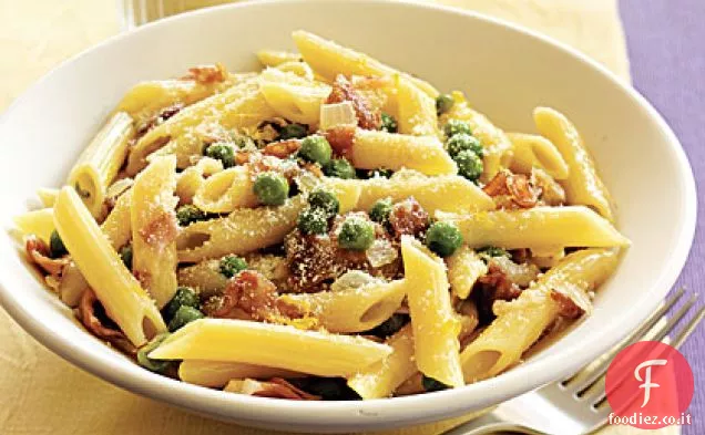 Penne con Piselli Dolci e Prosciutto