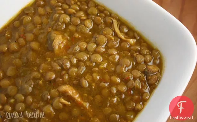 Zuppa di lenticchie e pollo