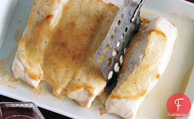 Halibut arrosto con salsa all'aglio