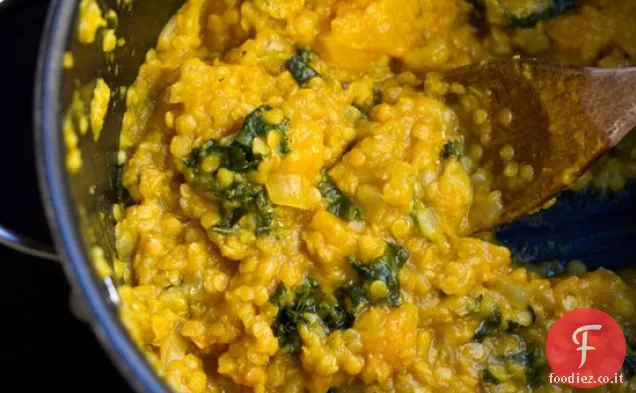 Stufato di curry di lenticchie rosse e zucca