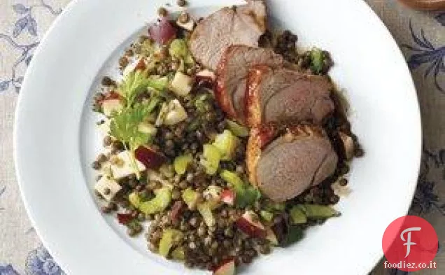 Maiale glassato al balsamico con Lenticchie