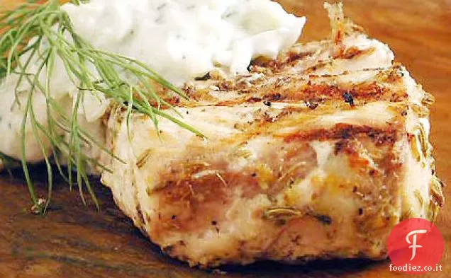 Finocchio-Halibut marinato con finocchio Tzatziki