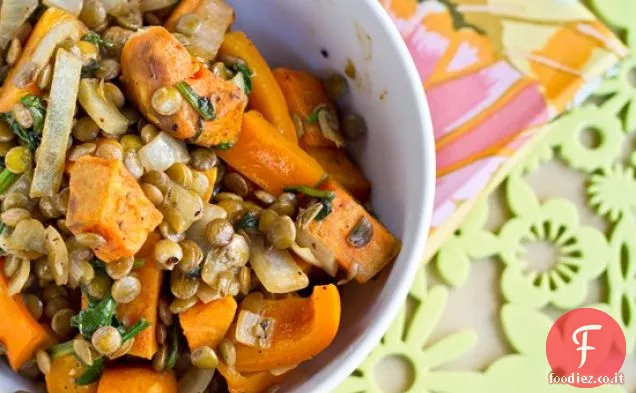 Insalata di patate dolci e lenticchie