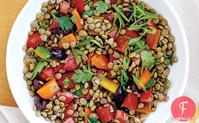 Peperoni grigliati e insalata di lenticchie