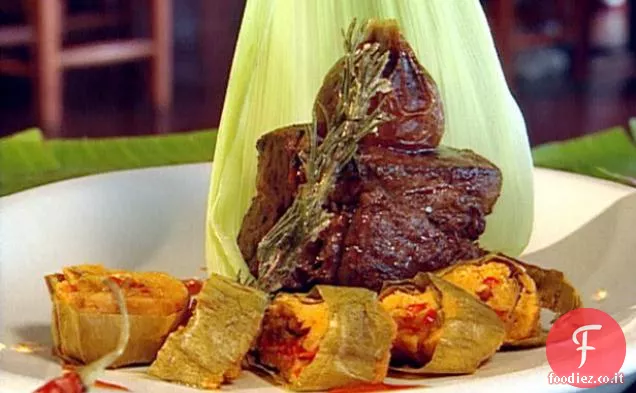 Filetto di manzo marinato in salsa piccante di Cholula con pasta di tamale e Achiote