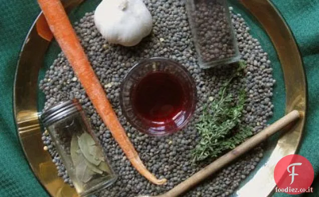 Salsiccia all'aglio con Lenticchie verdi