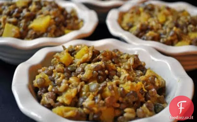 Casseruola di lenticchie e zucca
