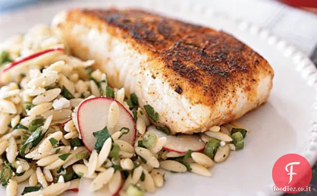 Halibut annerito con Remoulade