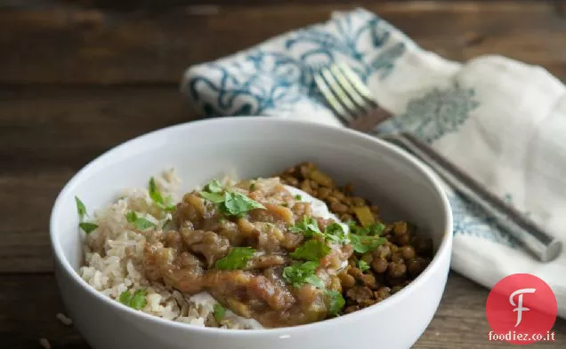 Lenticchie al curry e chutney di rabarbaro