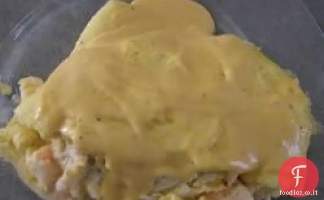 Frittate di pesce con salsa di formaggio cremoso