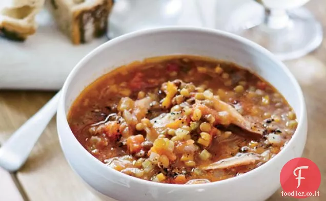 Zuppa di lenticchie con tacchino affumicato