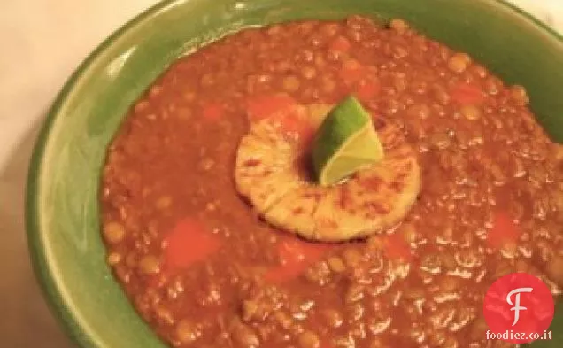 Zuppa di lenticchie Ancho con Ananas alla griglia
