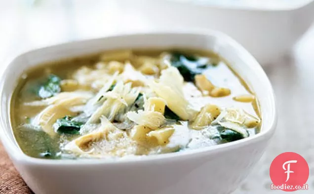 Zuppa di pollo con spinaci