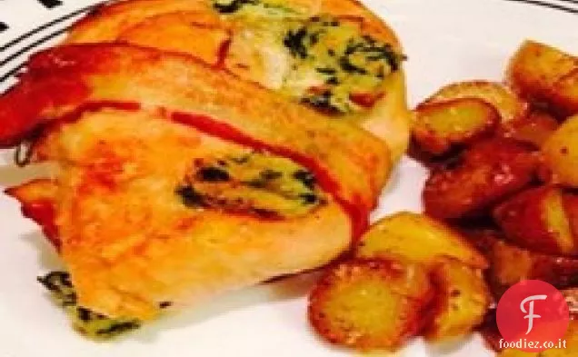 Crema di formaggio, aglio e pollo ripieno di erba cipollina
