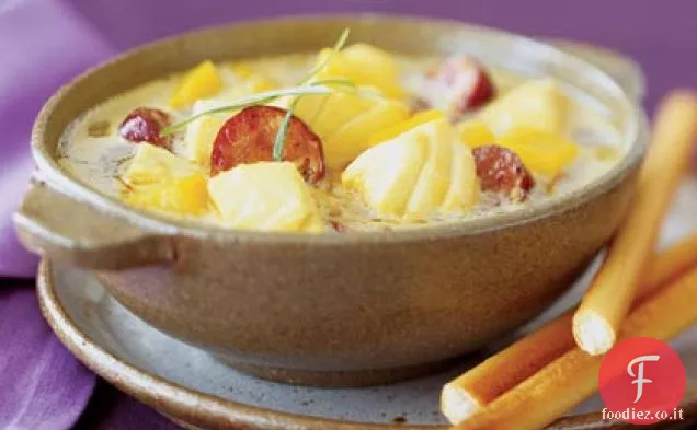 Ippoglosso e zuppa di patate dolci