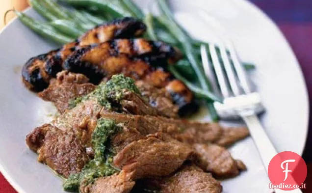 Bistecca alla griglia vietnamita con Portobellos e menta-Coriandolo Mojo