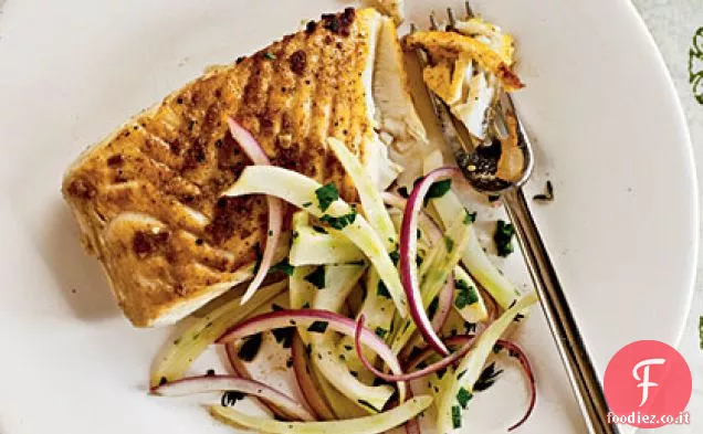 Halibut con insalata di limone e finocchio