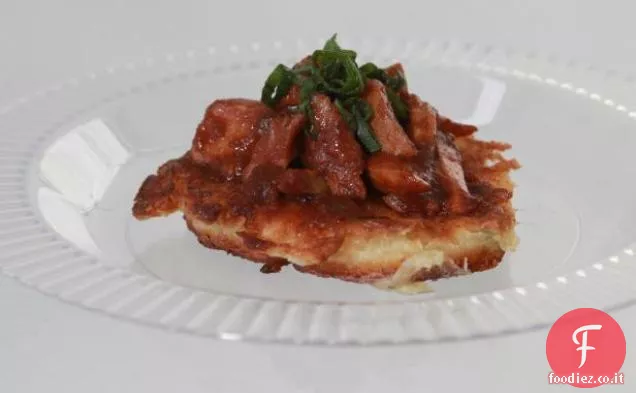 Scalogno Blini con pollo in salsa Tandoori BBQ