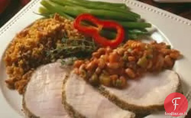 Arrosto di lombo di maiale disossato con pepe alle erbe strofinare
