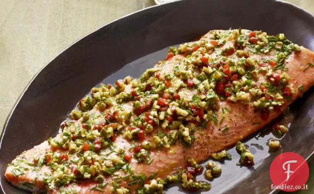Salmone arrosto con gusto Noce-Pepe