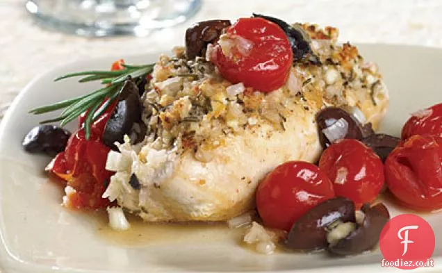 Pollo al rosmarino - Feta con salsa di pomodorini e olive