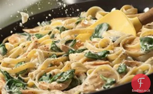 Pollo Semplice alla Fiorentina Alfredo con Fettuccine