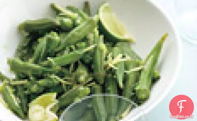 Gombo con scalogno, lime e zenzero