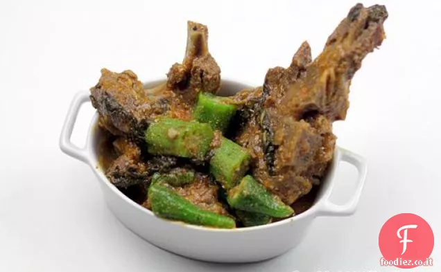 Korma Curry: Carne di capra con gombo