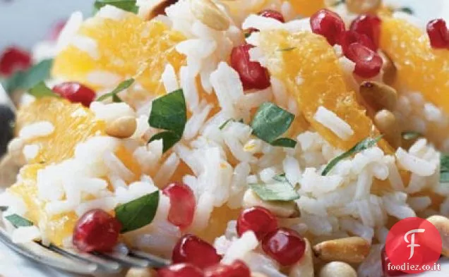 Insalata di Basmati all'Arancia con Pinoli e Semi di Melograno