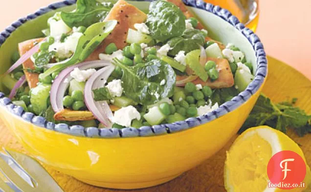 Pane pita e insalata di piselli