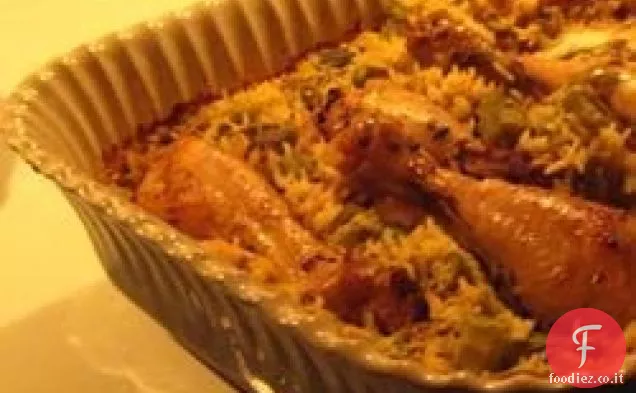 Gombo, pollo e riso casseruola