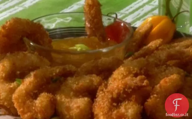 Gamberetti al cocco con marmellata di arance