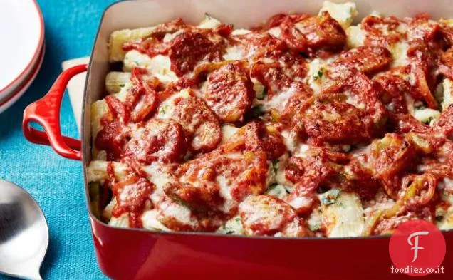 Salsiccia di pollo, pepe e cipolla Pasta Fake-Bake