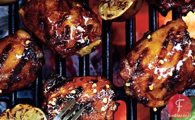 Cosce di pollo alla griglia con glassa di Ancho-tequila